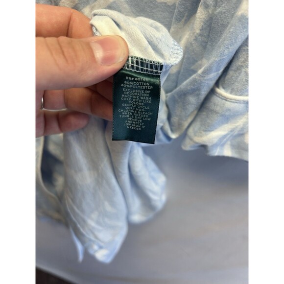 Ralph Lauren Monogrammed Women's M Blue Floral 3/4 Sleeve Sleep Shirt Cotton - Picture 7 of 9